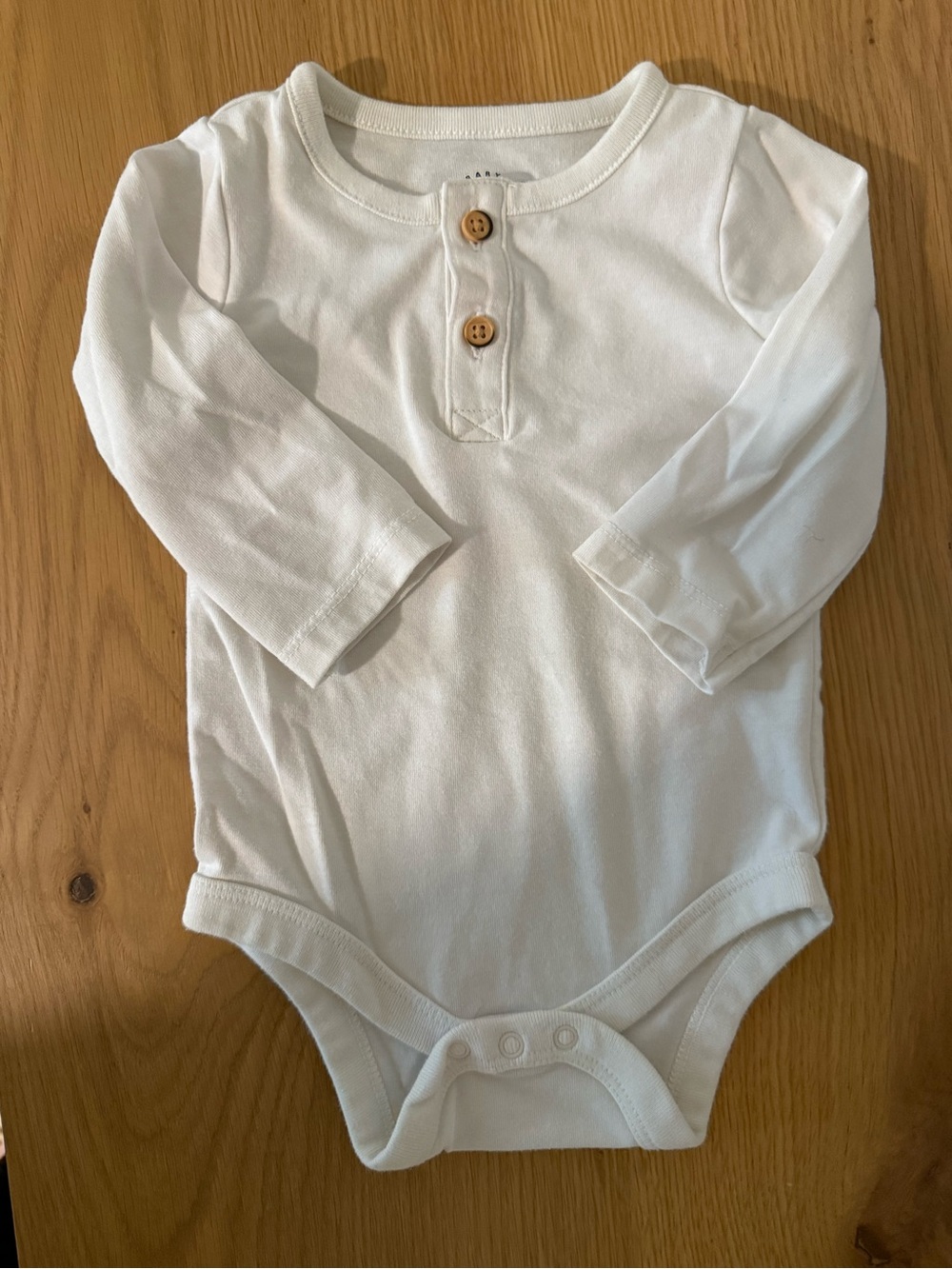 Cat & Jack White Long-Sleeve Baby Bodysuit with Wood Buttons